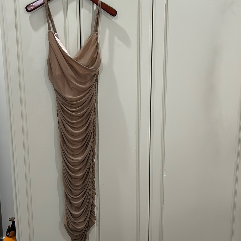 Tan ruched dress